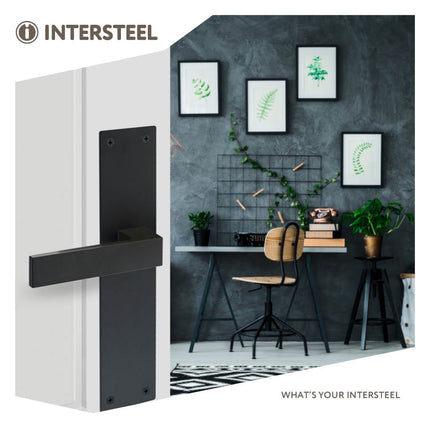 Intersteel Deurkruk Amsterdam met schild 250x55x2mm blind zwart - Doika - Deurkrukken op schild - Intersteel - 8714186489505 - 23,057,111