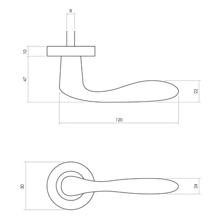 Intersteel Deurkruk Banaan met rozet messing ongelakt - Doika - Deurkrukken op rozet - Intersteel - 8714186485668 - 10,020,102