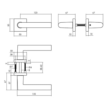 Intersteel Deurkruk Broome op rozet 50x50x10 mm aluminium zwart - Doika - Deurkrukken op rozet - Intersteel - 8714186505281 - 23,005,802