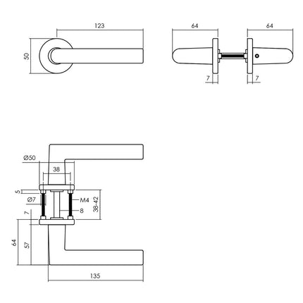 Intersteel Deurkruk Broome op rozet ø50x7 mm aluminium zwart - Doika - Deurkrukken op rozet - Intersteel - 8714186505212 - 23,005,502