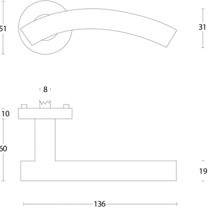 Intersteel Deurkruk Gebogen met rozet rvs geborsteld - Doika - Deurkrukken op rozet - Intersteel - 8714186422625 - 35,195,502