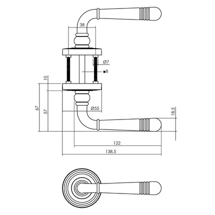 Intersteel Deurkruk Helena op rozet ø54x9 mm met nokken mat zwart - Doika - Deurkrukken op rozet - Intersteel - 8714186568095 - 23,172,502