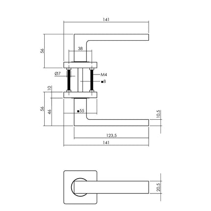 Intersteel Deurkruk Hera op vierkant rozet mat zwart - Doika - Deurkrukken op rozet - Intersteel - 8714186408711 - 23,171,302