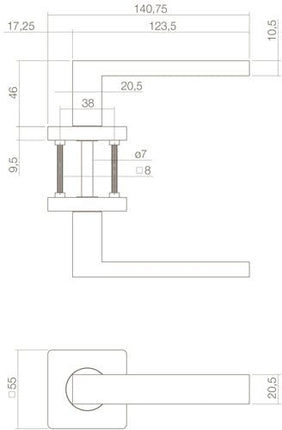 Intersteel Deurkruk Hera op vierkante rozet 55x55x10 mm wit - Doika - Deurkrukken op rozet - Intersteel - 8714186494035 - 27,171,302