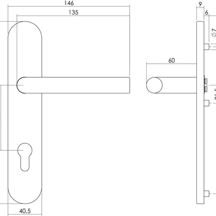 Intersteel Deurkruk Hoek 90° op op schild profielcilindergat 72 mm rvs geborsteld - Doika - Deurkrukken op schild - Intersteel - 8714186171967 - 35,129,736