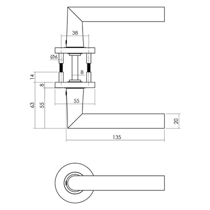 Intersteel Deurkruk Hoek 90° op ronde rozet Ø55x8 mm aluminium zwart - Doika - Deurkrukken op rozet - Intersteel - 8714186492178 - 23,010,302