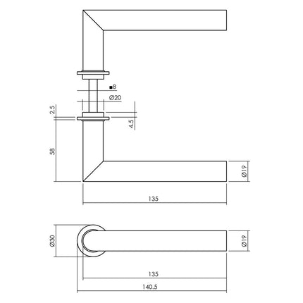 Intersteel Deurkruk Jura met minimalistische rozet rvs geborsteld - Doika - Deurkrukken op rozet - Intersteel - 8714186558027 - 35,092,002