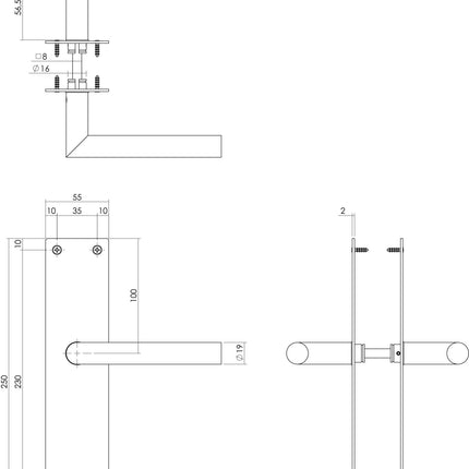 Intersteel Deurkruk Jura met schild 250x55x2mm blind zwart - Doika - Deurkrukken op schild - Intersteel - 8714186489574 - 23,058,311