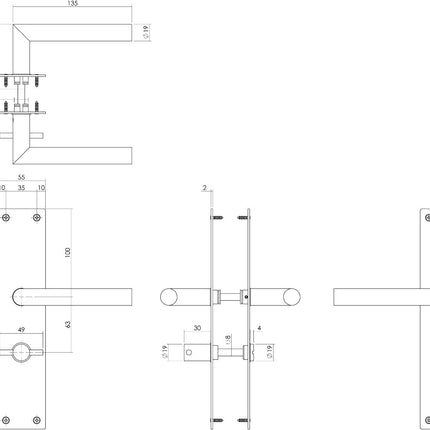 Intersteel Deurkruk Jura met schild WC63/8 rvs geborsteld - Doika - Deurkrukken op schild - Intersteel - 8714186489802 - 35,058,365