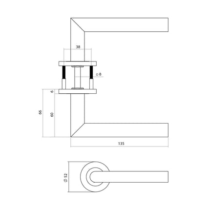 Intersteel Deurkruk Q 01 op rozet verdekt ø52x6mm PVD antraciet - Doika - Deurkrukken op rozet - Intersteel - 8714186694923 - 1,329,102,102