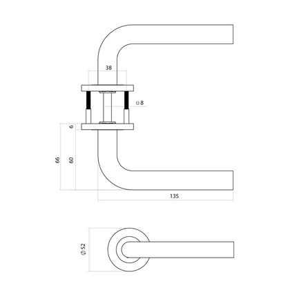 Intersteel Deurkruk Q 02 op rozet verdekt ø52x6mm PVD brons - Doika - Deurkrukken op rozet - Intersteel - 8714186695081 - 1,343,102,202