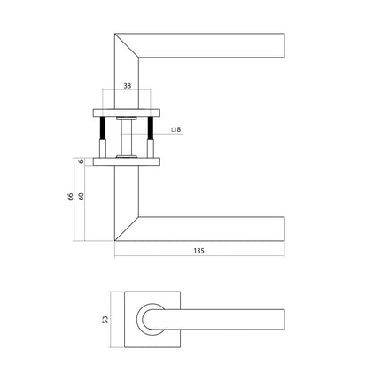 Intersteel Deurkruk Q 04 op rozet verdekt 53x53x6mm PVD antraciet - Doika - Deurkrukken op rozet - Intersteel - 8714186695371 - 1,329,103,402