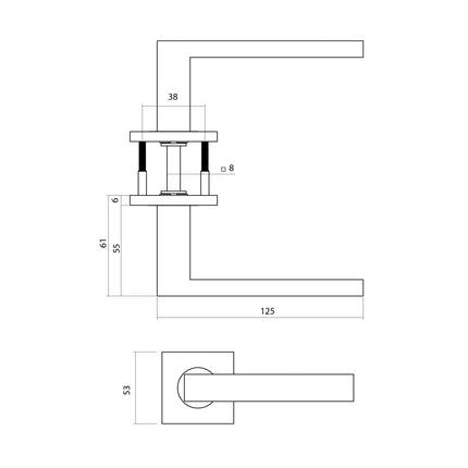 Intersteel Deurkruk Q 05 op rozet verdekt 53x53x6mm rvs - Doika - Deurkrukken op rozet - Intersteel - 8714186695494 - 1,335,103,502