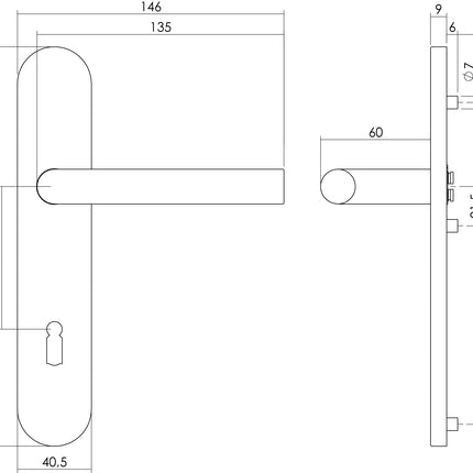 Intersteel Deurkruk Recht op schild sleutelgat 72 mm rvs geborsteld - Doika - Deurkrukken op schild - Intersteel - 8714186253571 - 35,129,626