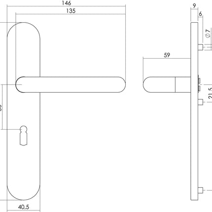 Intersteel Deurkruk Rond op op schild sleutelgat 56 mm rvs geborsteld - Doika - Deurkrukken op schild - Intersteel - 8714186181232 - 35,129,524