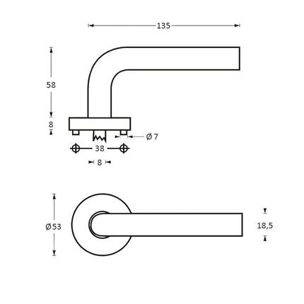 Intersteel Deurkruk Rond op rozet met 7 mm nok rvs geborsteld - Doika - Deurkrukken op rozet - Intersteel - 8714186129593 - 35,127,102