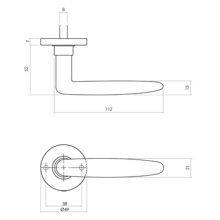 Intersteel Deurkruk Sophie met rozet ø49x7mm verdekt mat nikkel - Doika - Deurkrukken op rozet - Intersteel - 8714186489253 - 19,022,502