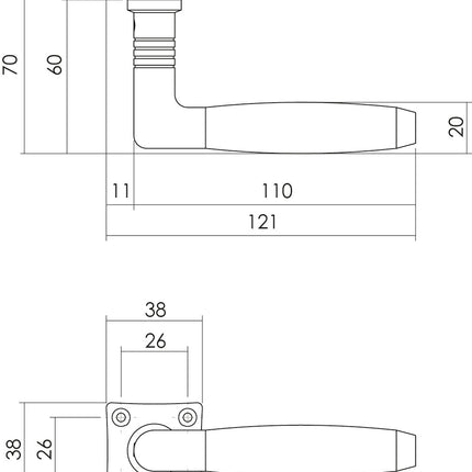 Intersteel Deurkruk Ton Basic met vierkant rozet nikkel mat/ebbenhout - Doika - Deurkrukken op rozet - Intersteel - 8714186420225 - 19,023,702