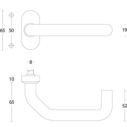 Intersteel Deurkruk Verkropt op ovaal rozet met ring rvs geborsteld - Doika - Deurkrukken op rozet - Intersteel - 8714186051016 - 35,060,202