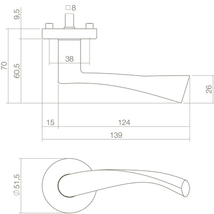 Intersteel Deurkruk Vlinder op rozet messing gelakt - Doika - Deurkrukken op rozet - Intersteel - 8714186289983 - 13,028,202