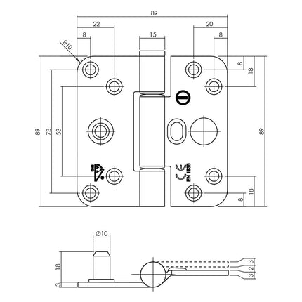 Intersteel Glijlagerscharnier SKG*** 89 x 89 x 3 mm DIN links zwart - Doika - Scharnieren - Intersteel - 8714186499979 - 0023.462565B