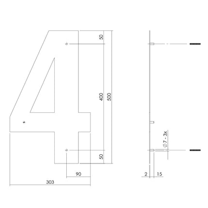 Intersteel Huisnummer 4 XXL hoogte 50 cm rvs geborsteld - Doika - Huisnummer - Intersteel - 8714186503218 - 35,402,124