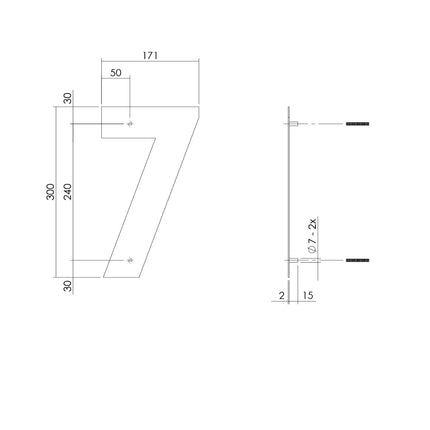 Intersteel Huisnummer 7 XL hoogte 30 cm rvs geborsteld - Doika - Huisnummer - Intersteel - 8714186503140 - 35,402,117