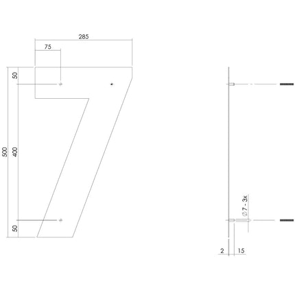 Intersteel Huisnummer 7 XXL hoogte 50 cm rvs/mat zwart - Doika - Huisnummer - Intersteel - 8714186503447 - 23,402,127