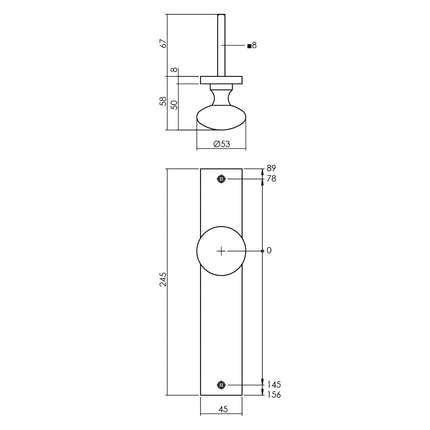 Intersteel Knopschild 245x45 mm blind PVD messingkleur - Doika - Knoppen op schild - Intersteel - 8714186559734 - 13,212,811