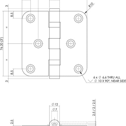 Intersteel Kogellagerscharnier afgerond tot 50 kilo mat zwart - Doika - Scharnieren - Intersteel - 8714186460740 - 23,462,530