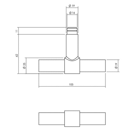 Intersteel Kruk - espagnolet links T - recht met stangenset 2x 1245 mm rvs geborsteld - Doika - Deurespagnoletten - Intersteel - 8714186540657 - 0035.562048B