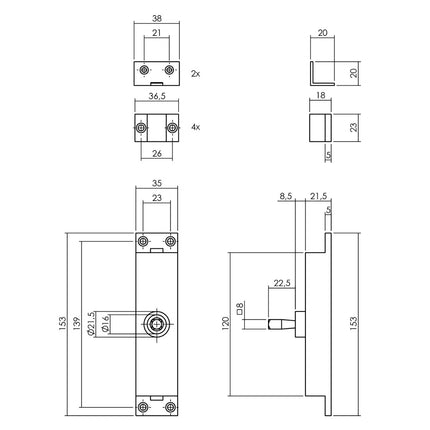 Intersteel Kruk - espagnolet rechts Hoek 90° met stangenset 2 X 1245 mm zwart - Doika - Deurespagnoletten - Intersteel - 8714186554463 - 0023.562046A