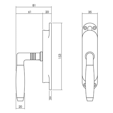 Intersteel Kruk - espagnolet rechts Ton 400 met stangenset 2x 1250 mm nikkel/ebbenhout - Doika - Deurespagnoletten - Intersteel - 8714186541326 - 0018.562063A