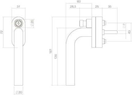 Intersteel Raamkruk recht afsluitbaar SKG** rvs geborsteld - Doika - Raamkrukken - Intersteel - 8714186366660 - 35,615,651