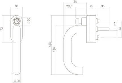 Intersteel Raamkruk rond afsluitbaar SKG** rvs geborsteld - Doika - Raamkrukken - Intersteel - 8714186366677 - 35,615,652