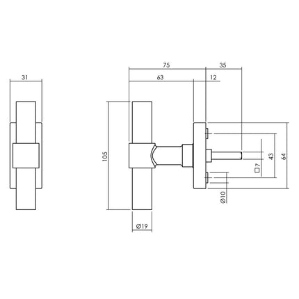 Intersteel Raamkruk T - vorm Recht rvs geborsteld - Doika - Raamkrukken - Intersteel - 8714186562406 - 35,615,642