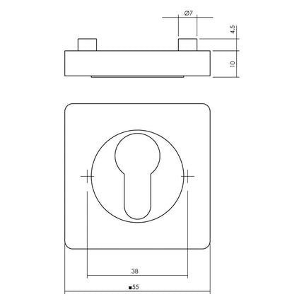 Intersteel Rozet met profielcilindergat vierkant antracietgrijs - Doika - Rozetten - Intersteel - 8714186582428 - 29,318,587