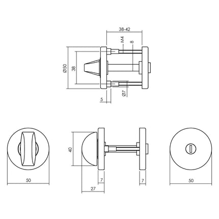 Intersteel Rozet met toilet - /badkamersluiting ø50x7 mm aluminium - Doika - Rozetten - Intersteel - 8714186004920 - 82,309,060