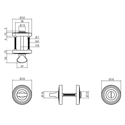 Intersteel Rozet met toilet - /badkamersluiting ø55x10 mm oud grijs - Doika - Rozetten - Intersteel - 8714186442883 - 21,317,860