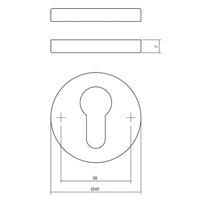 Intersteel Rozet profielcilindergat rond messing getrommeld - Doika - Rozetten - Intersteel - 8714186648568 - 11,318,687