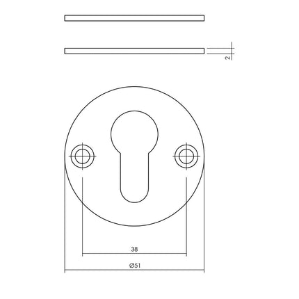 Intersteel Rozet rond plat 50 mm profielcilindergat rvs geborsteld - Doika - Rozetten - Intersteel - 8714186586549 - 35,340,987