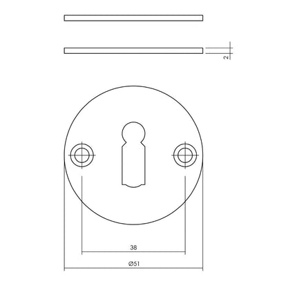 Intersteel Rozet rond plat 50 mm sleutelgat rvs geborsteld - Doika - Rozetten - Intersteel - 8714186586532 - 35,340,986