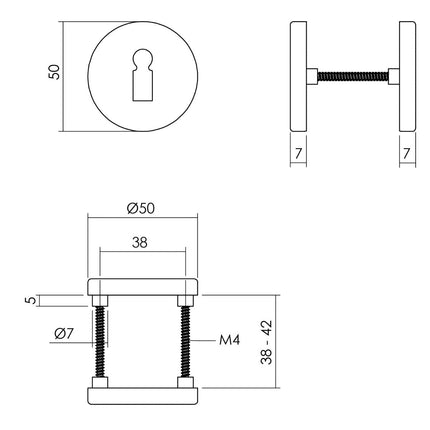 Intersteel Rozet sleutelgat ø50x7 mm aluminium zwart - Doika - Rozetten - Intersteel - 8714186653937 - 23,309,286