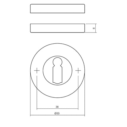 Intersteel Rozet sleutelgat rond verdekt chroom 50mm - Doika - Rozetten - Intersteel - 8714186648391 - 16,315,686