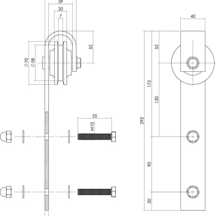 Intersteel Set van 2 hangrollen Basic zwart - Doika - Schuifdeursystemen - Intersteel - 8714186433300 - 23,450,105