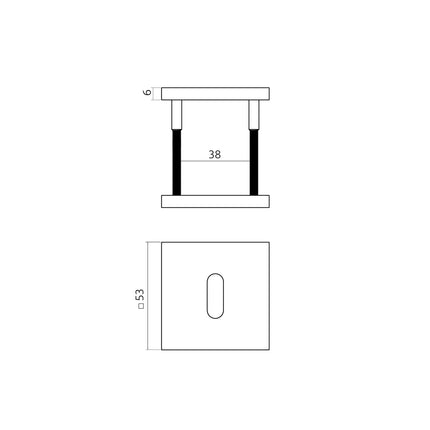 Intersteel Sleutelrozetten verdekt 53x53x6mm PVD brons - Doika - Rozetten - Intersteel - 8714186695838 - 1,343,103,086