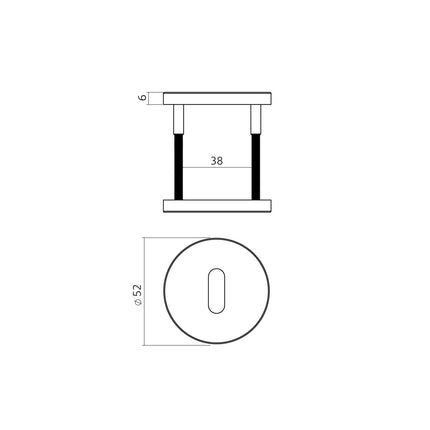 Intersteel Sleutelrozetten verdekt ø52x6mm PVD antraciet - Doika - Rozetten - Intersteel - 8714186695678 - 1,329,102,086