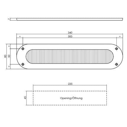 Intersteel Tochtwering ovaal rvs/mat zwart - Doika - Briefplaat - Intersteel - 8714186400883 - 23,401,502