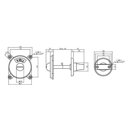 Intersteel Toilet - /badkamersluiting George vrij/bezet nikkel mat - Doika - Rozetten - Intersteel - 8714186515143 - 19,370,201