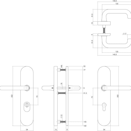 Intersteel Veiligheidsbeslag kerntrekbeveiliging profielcilindergat ovaal messing 72 mm - Doika - Achterdeurbeslag op schild - Intersteel - 8714186428245 - 0013.382136Z